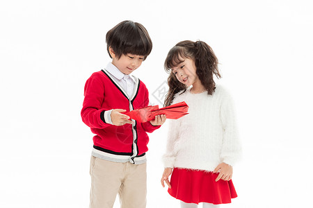 儿童新年手拿红包图片