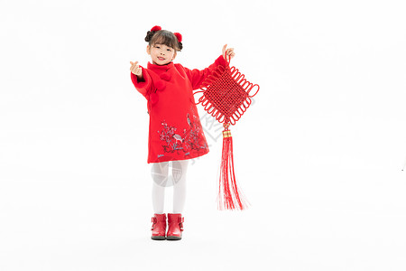新年小女孩手拿中国节图片