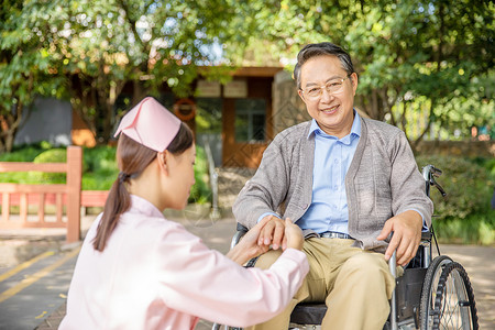 护士户外照顾病人背景图片