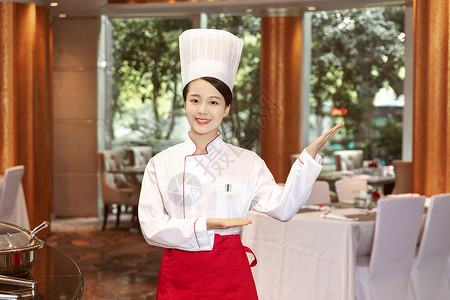 酒店服务厨师手势背景图片