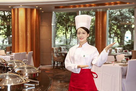 酒店服务厨师手势高清图片