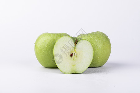 新鲜青苹果半个苹果高清图片