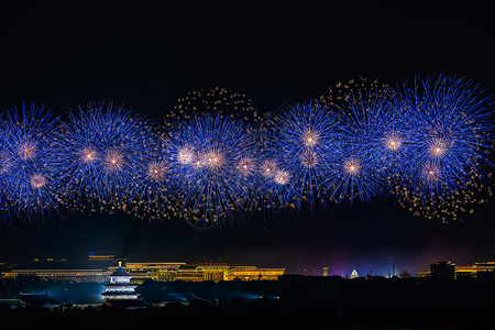 节日烟花矢量图北京天坛的烟花背景