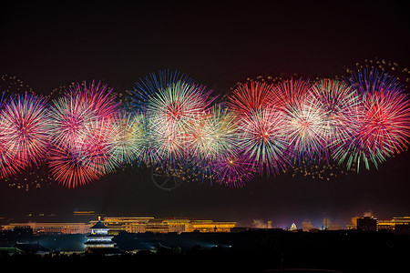 北京天坛夜空中的烟花跨年高清图片素材