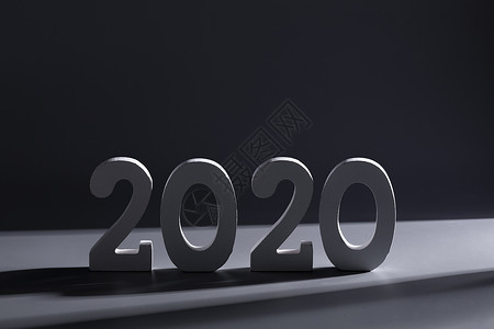 黑白2020年数字光影背景图片