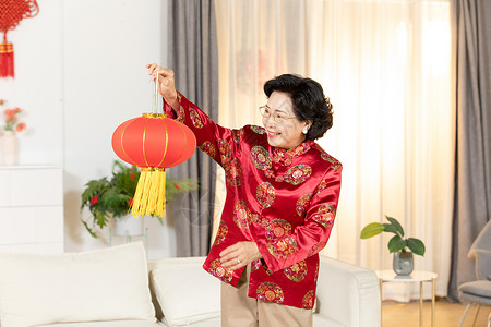 中国风手提灯笼新年奶奶手提灯笼背景