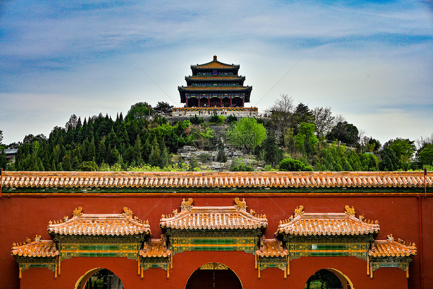 北京景山公园古建筑图片