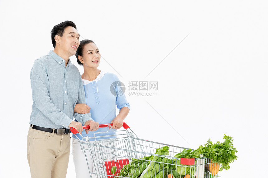 中年夫妻购物买菜图片