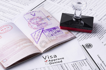 赴美留学国外留学出国签证visa盖章背景
