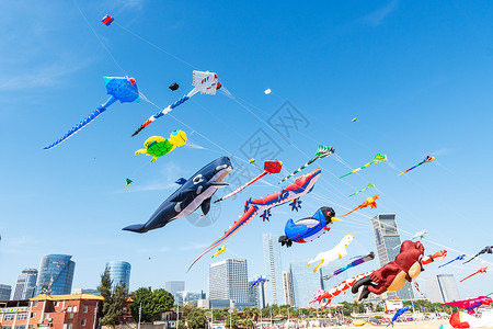 彩色天空风筝背景