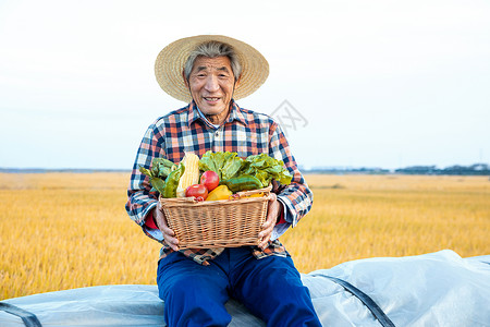 农业伯伯农民伯伯秋季丰收背景