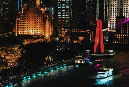 人民英雄纪念塔上海解放纪念碑夜景背景