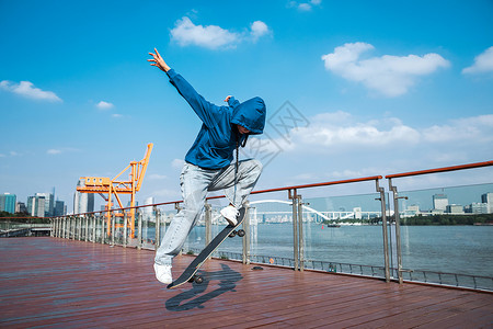 潮流街头滑板女孩背景