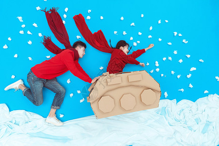 情侣冬季滑雪背景图片