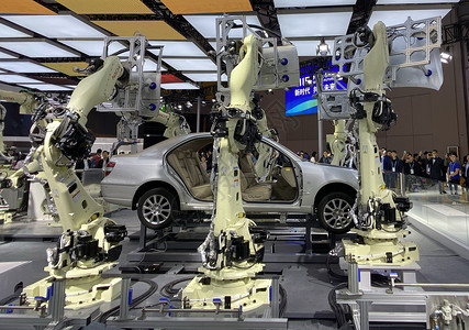 汽车数字化上海会展汽车组装机器人背景