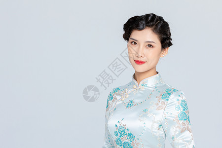 古风新娘中国风旗袍优雅女性背景
