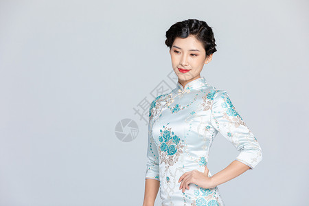 古风新娘中国风旗袍优雅女性背景