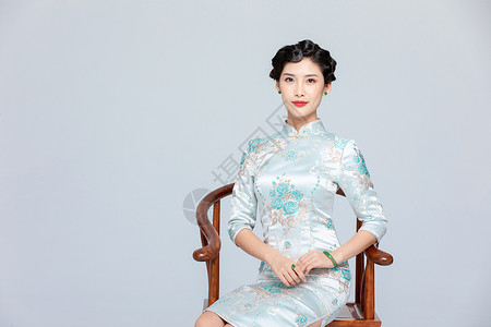 优雅古风旗袍女性背景图片