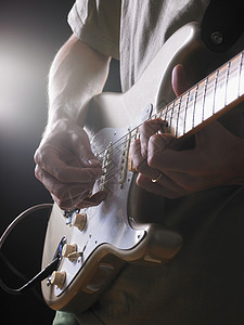 手绘吉他乐器一个电吉他手背景
