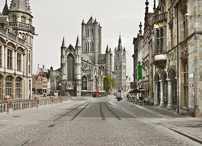比利时法兰德斯街道背景图片