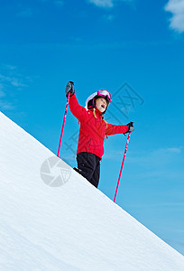女孩滑雪汽车上的雪高清图片