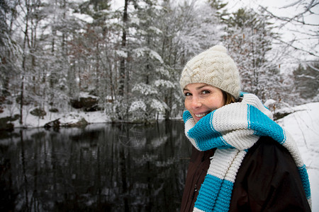 冬季风景中微笑的女人图片