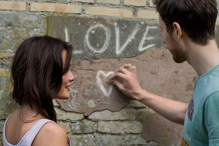 写在墙上的标语男朋友在墙上写爱情背景