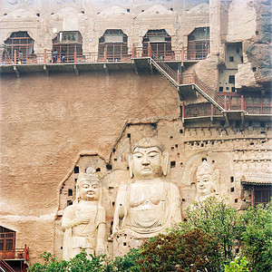 麦积山石窟，是天水194个石窟系列中国甘肃天水丝绸之路背景图片
