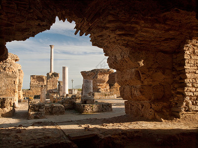在迦太基的废墟背景图片