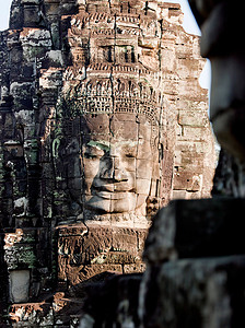 柬埔寨吴哥窟拜翁寺的石面图片
