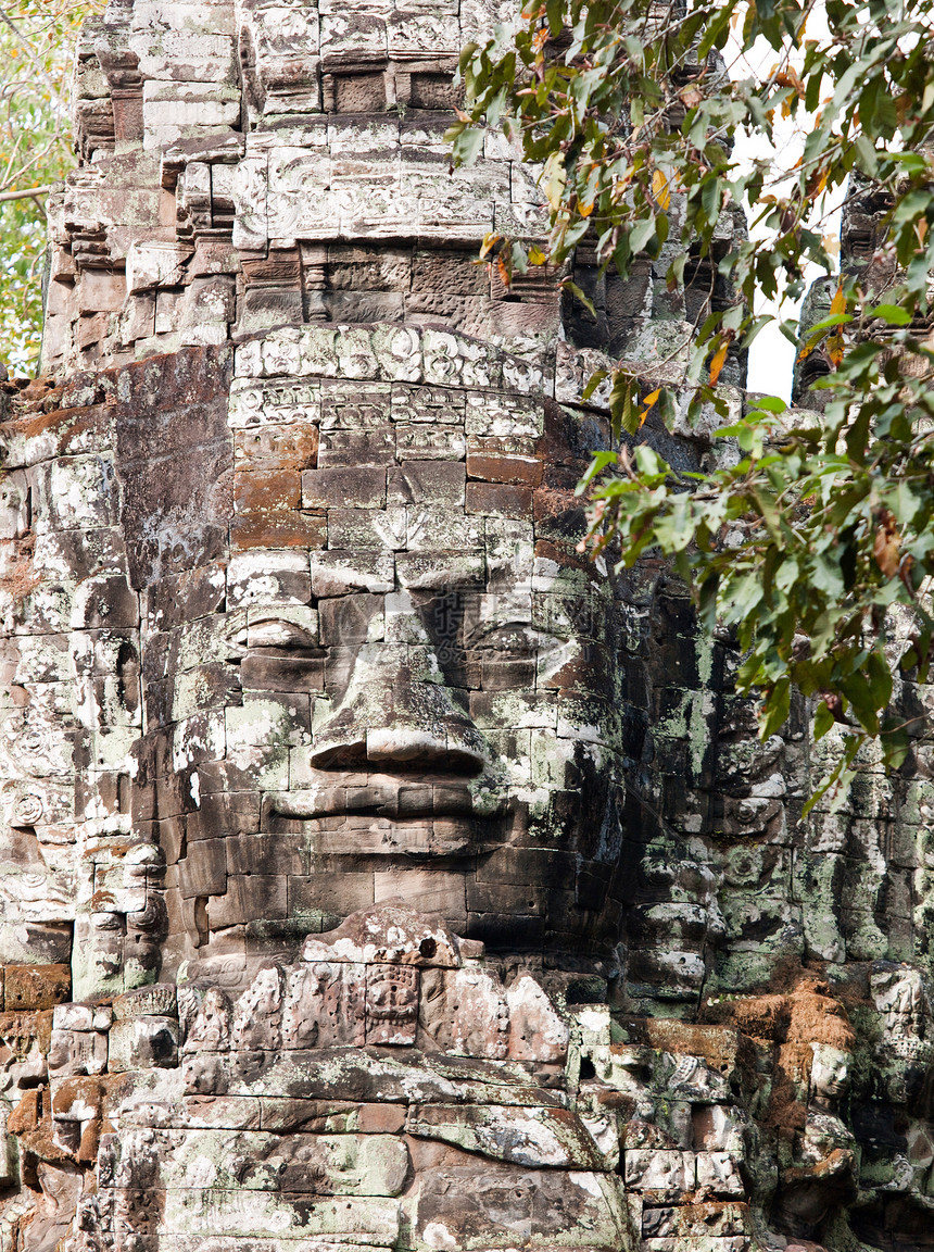 柬埔寨暹粒省吴哥窟拜翁寺的一面石墙图片
