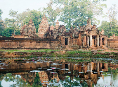 柬埔寨寺庙柬埔寨暹粒省吴哥窟的印度教菩提寺背景