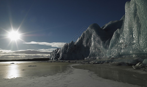 Fjallsjokull冰川被太阳照亮图片