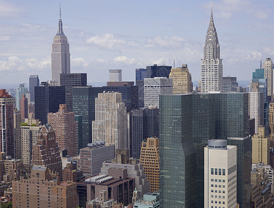 美国纽约曼哈顿天际线鸟瞰图摩天大楼高清图片素材