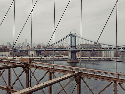 美国纽约布鲁克林大桥的曼哈顿大桥图片