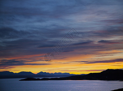 苏格兰阿森特湖日落图片