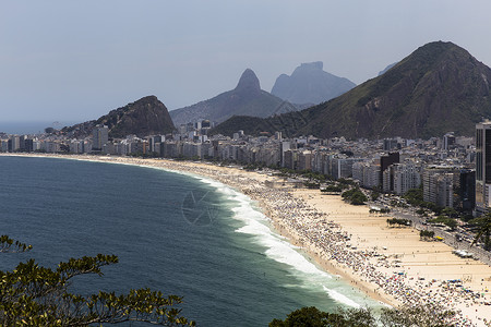 巴西里约热内卢科帕卡巴纳海岸线视图背景图片