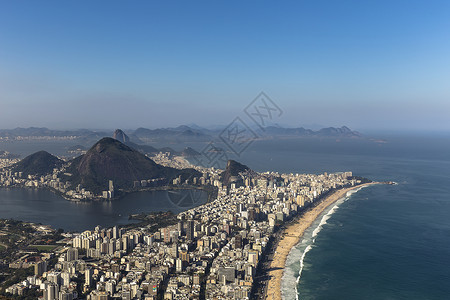 巴西里约热内卢伊帕内玛海岸线视图背景图片