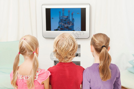 平板显示器孩子们看电视背景