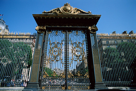 铁大门法国巴黎华丽的大门背景