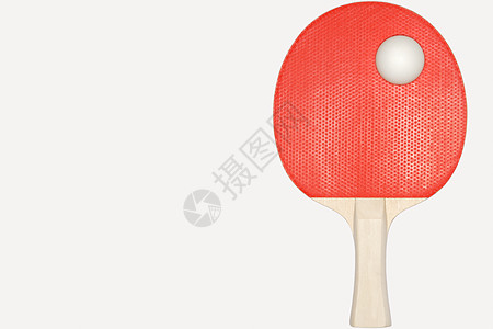 红色乒乓球拍乒乓球拍和球背景