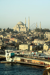 伊斯坦布尔和苏莱曼尼耶清真寺背景图片