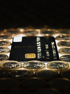 信用卡和欧元硬币图片