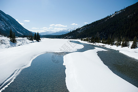 山谷湖面上的雪图片