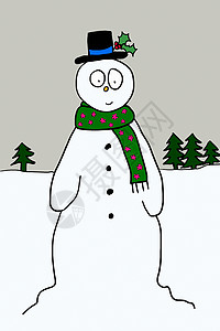 霜冻雪人雪人插图背景