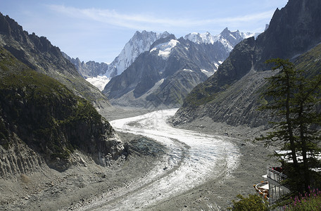孟屯河谷法国阿尔卑斯山上正在消退的冰川背景