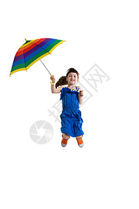一个拿着雨伞跳的女孩图片