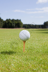 球道上的高尔夫球和球座图片
