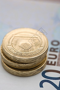 纸币上的英镑硬币图片