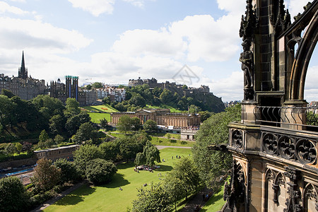从苏格兰纪念碑俯瞰爱丁堡背景图片